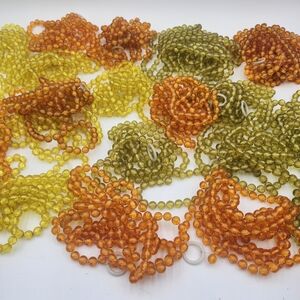 76" Vintage string plastic bead avocado green orange 70s Beads Door Curtain